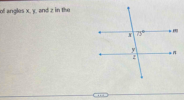 of angles x, y, and z in the