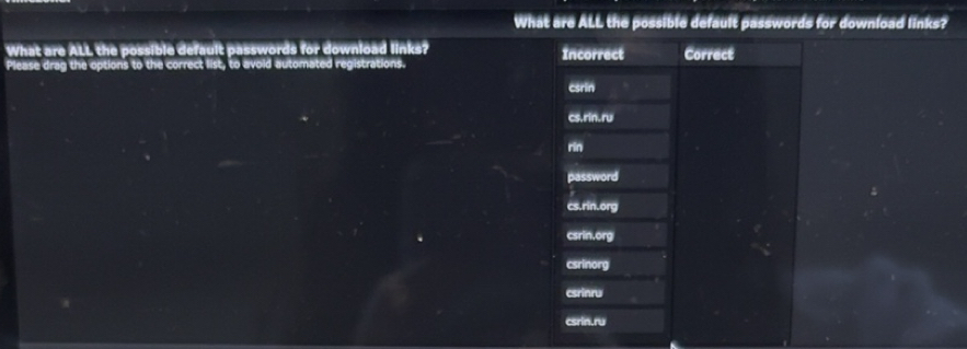 Solved: What are ALL the possible default passwords for download links ...