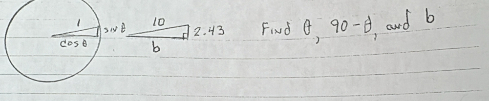 Find 8, 90-θ and b