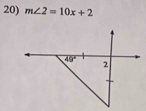 m∠ 2=10x+2