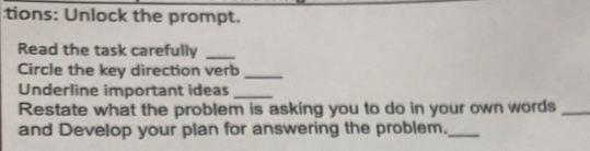 Solved: tions: Unlock the prompt. Read the task carefully_ Circle the ...