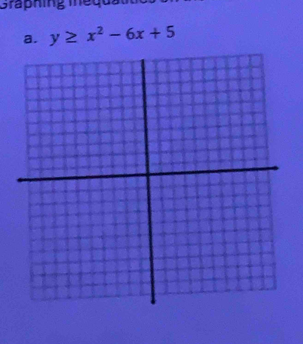 Gtaphing inequautc 
a. y≥ x^2-6x+5