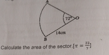 Calculate the area of the sector. [π = 22/7 ]