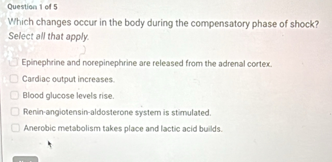 Solved: Which changes occur in the body during the compensatory phase ...