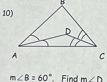 m∠ B=60°. Find m∠ D