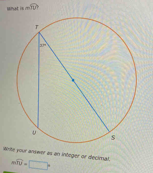 What is mwidehat TU
Write your answer as an integer or decimal.
mwidehat TU=□°