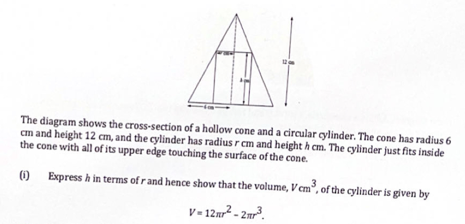 Solved: The diagram shows the cross-section of a hollow cone and a ...