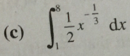 ∈t _1^(8frac 1)2x^(-frac 1)3dx