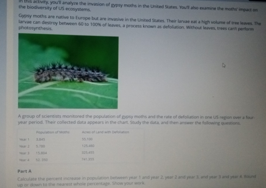Solved: In this activity, you'll analyze the invasion of gypsy moths in ...