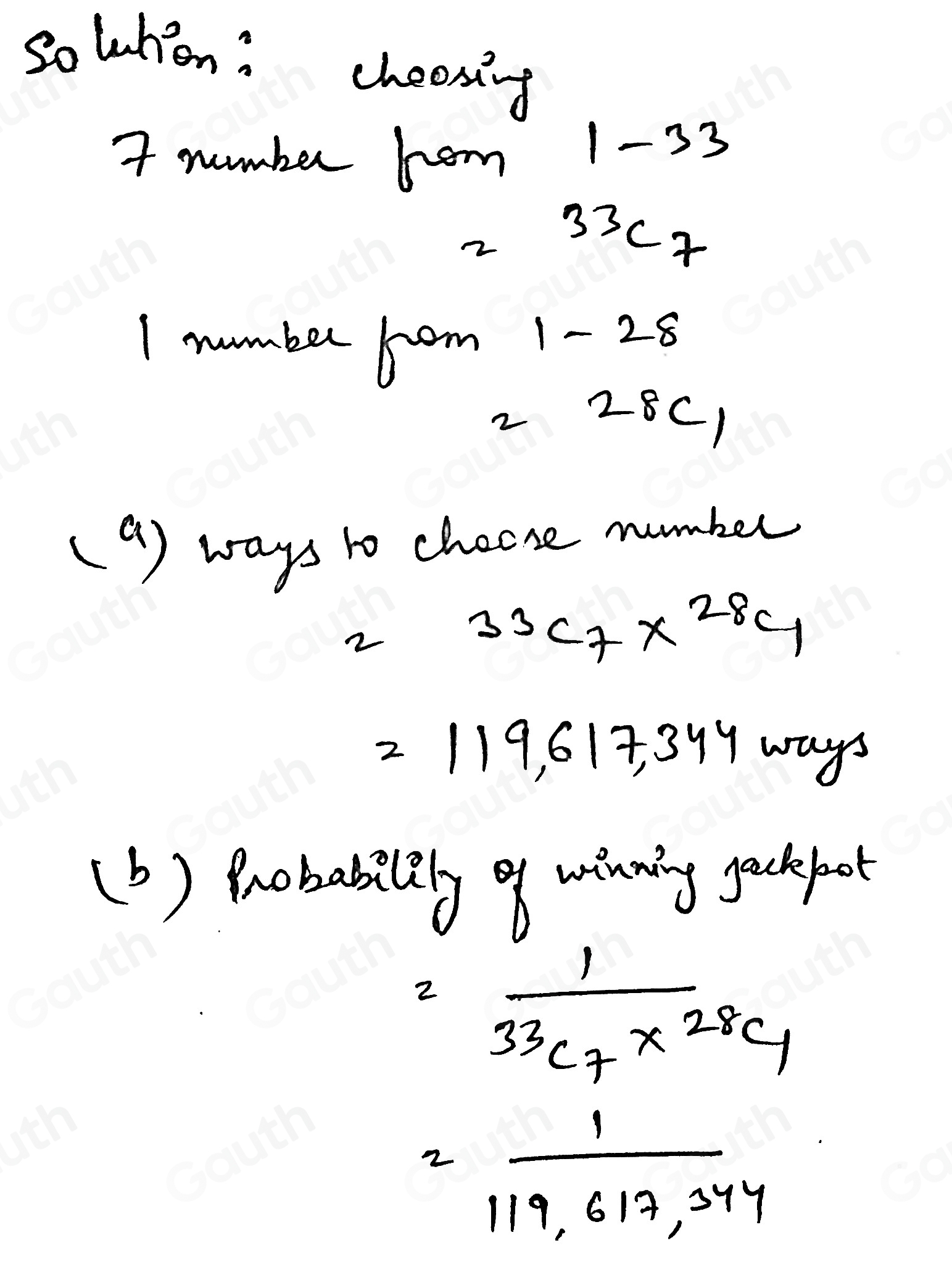 Solved: If a lottery game was based on choosing 7 numbers from the ...