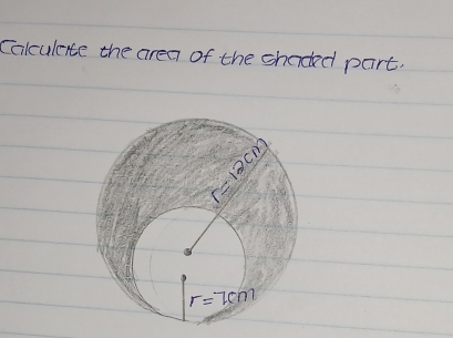 colculate the area of the shaded part