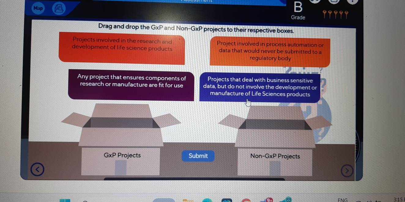 Solved: Grade Drag and drop the GxP and Non-GxP projects to their ...