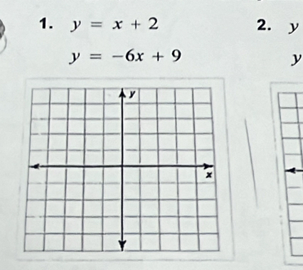 y=x+2 2. ₹y
y=-6x+9
y