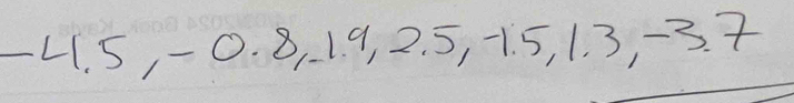 41. 5, -0. 8 1.9 ,2.5, -1.5, 1.3, -3.7