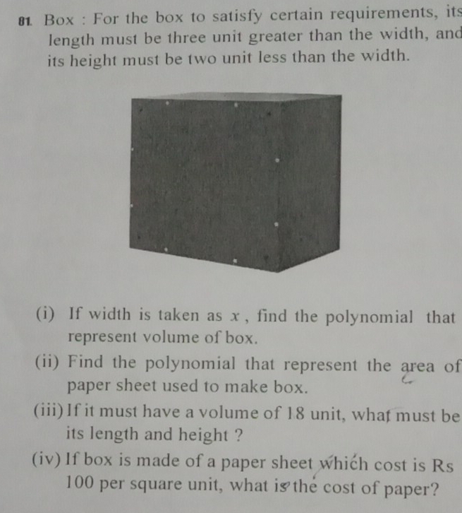 Solved: Box : For the box to satisfy certain requirements, its length ...
