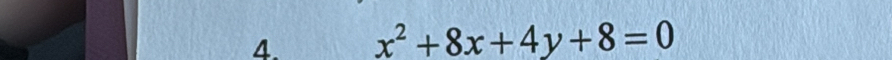 x^2+8x+4y+8=0