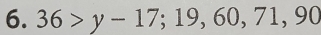 36>y-17; 19, 60, 71, 90