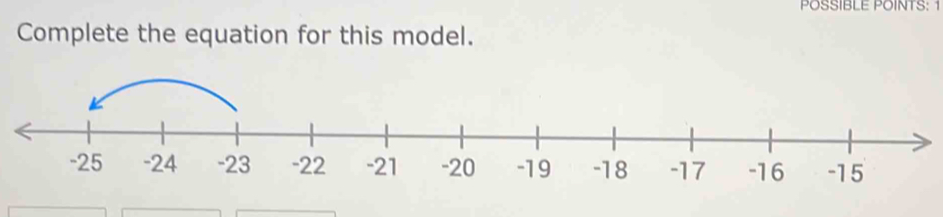 POSSIBLE POINTS: 1 
Complete the equation for this model.
-25 -24 -23 -22 -21 -20 -19 -18 -17 -16 -15