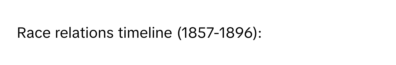 Race relations timeline (1857-1896):