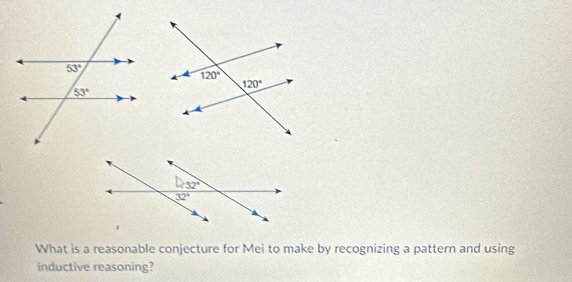 What is a reasonable conjecture for Mei to make by recognizing a pattern and using
inductive reasoning?