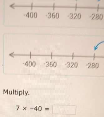 -280
Multiply.
7* -40=□