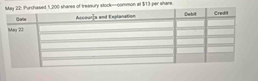 sury stock—common at $13 per share.