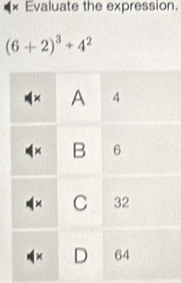 Evaluate the expression.
(6+2)^3+4^2