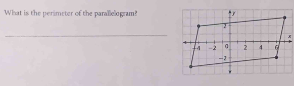 What is the perimeter of the parallelogram? 
_ 
×