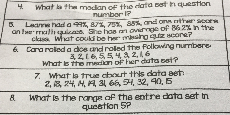 data set in question