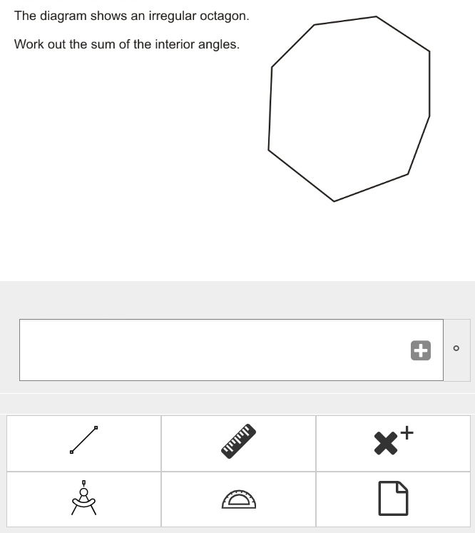 The diagram shows an irregular octagon..
Work out the sum of the interior angles..
。