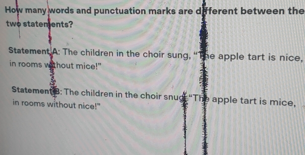 Solved: How many words and punctuation marks are different between the ...