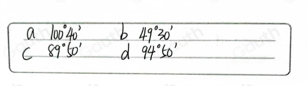 Solved: Express the following vertical angles as zenith distances: a ...