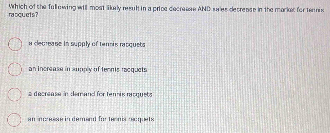 Solved: Which of the following will most likely result in a price ...
