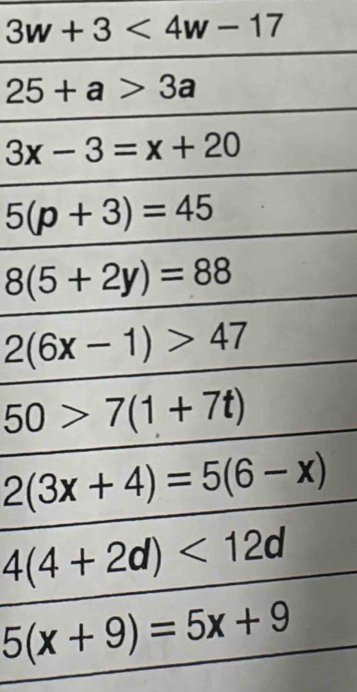 3w+3<4w-17</tex>
