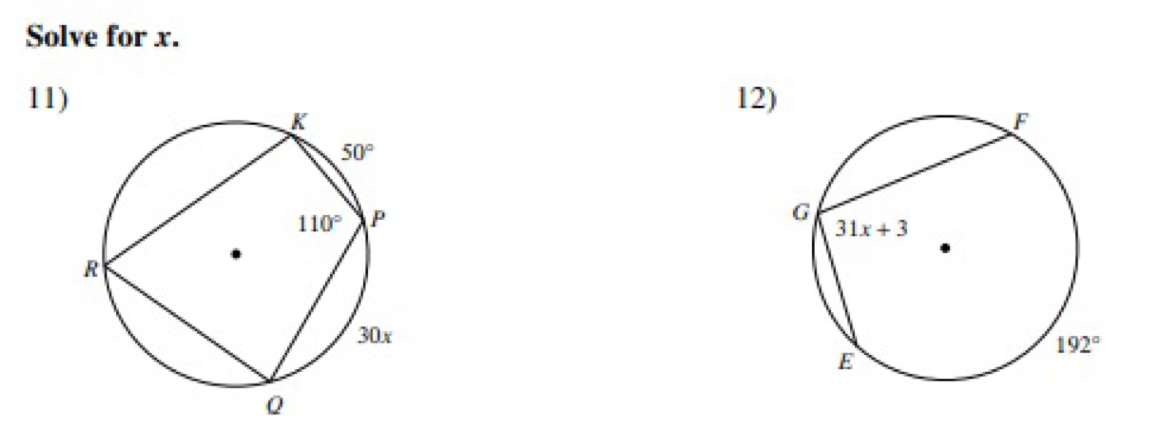 Solve for x.
11) 12)