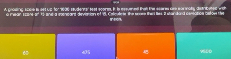 Solved: 19/24 A grading scale is set up for 1000 students' test scores ...