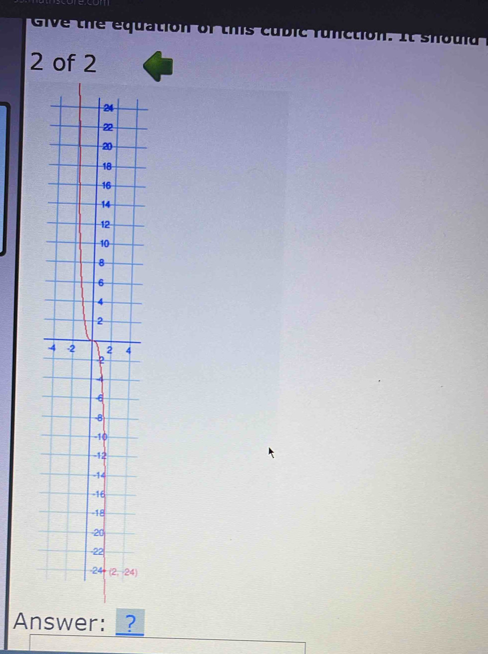 Give  the equation of this cubic runction. It shou d  
2 of 2
4
Answer: ?