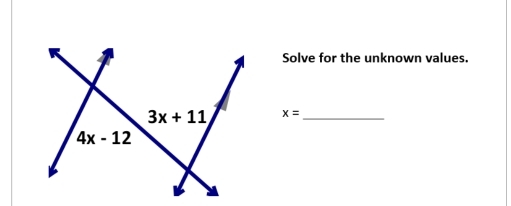 Solve for the unknown values.
x= _