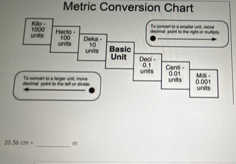 Metric Conversion Chart
20.56cm= _ m