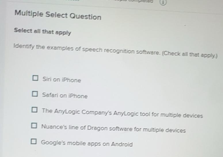 Solved: Multiple Select Question Select all that apply Identify the ...
