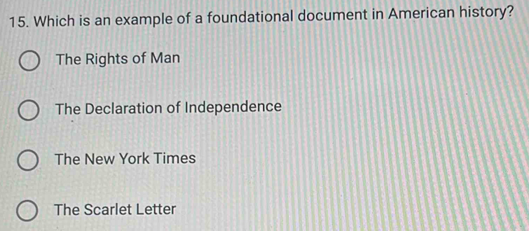 Solved: Which is an example of a foundational document in American ...