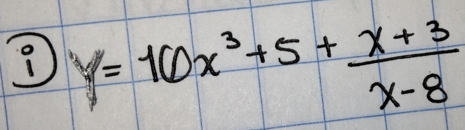 y=10x^3+5+ (x+3)/x-8 