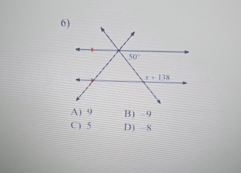 A) 9 B) 9
C) 5 D) 8