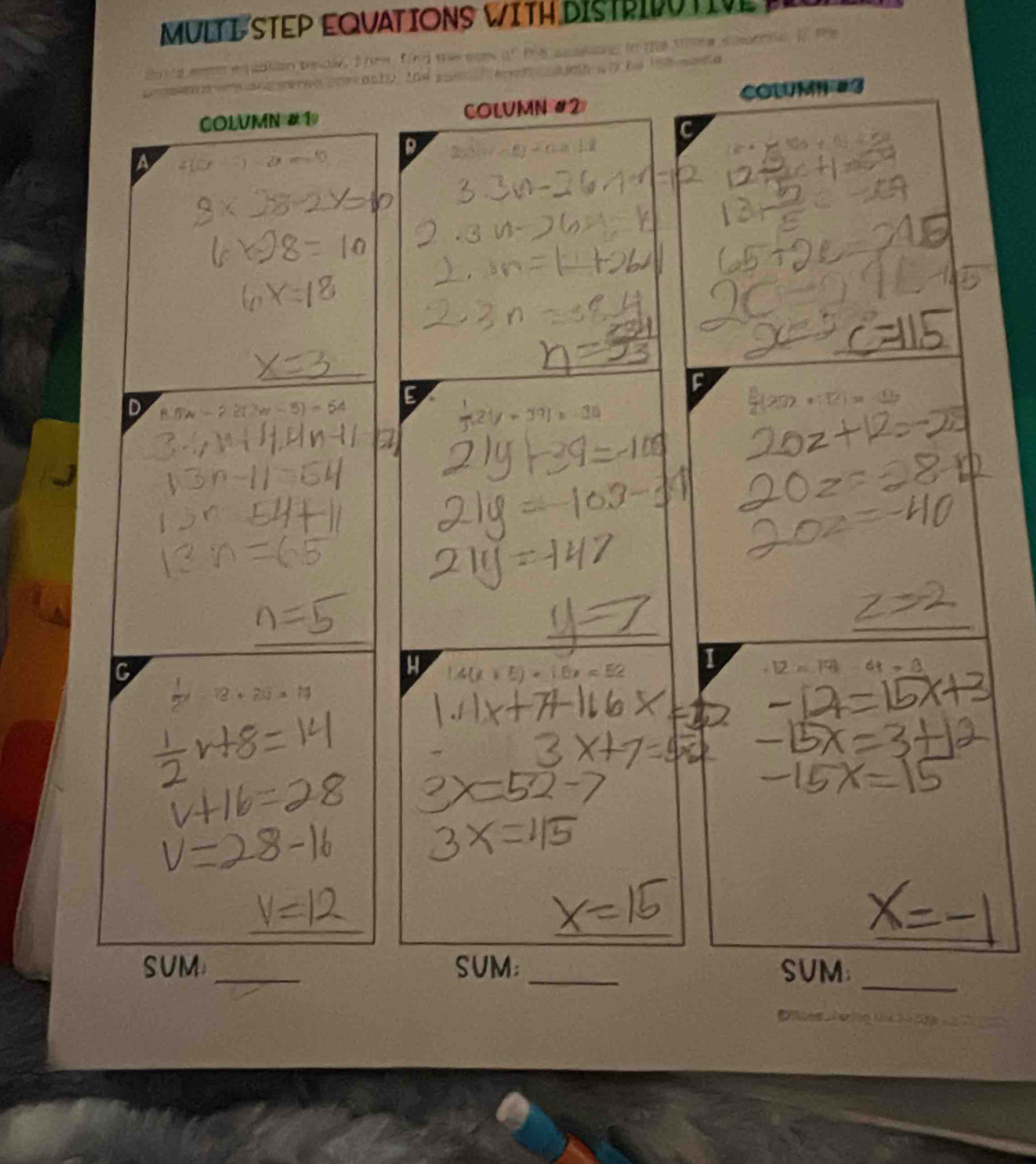 MULTI STEP EQUATIONS WITH DISTRILUTIVE 
_