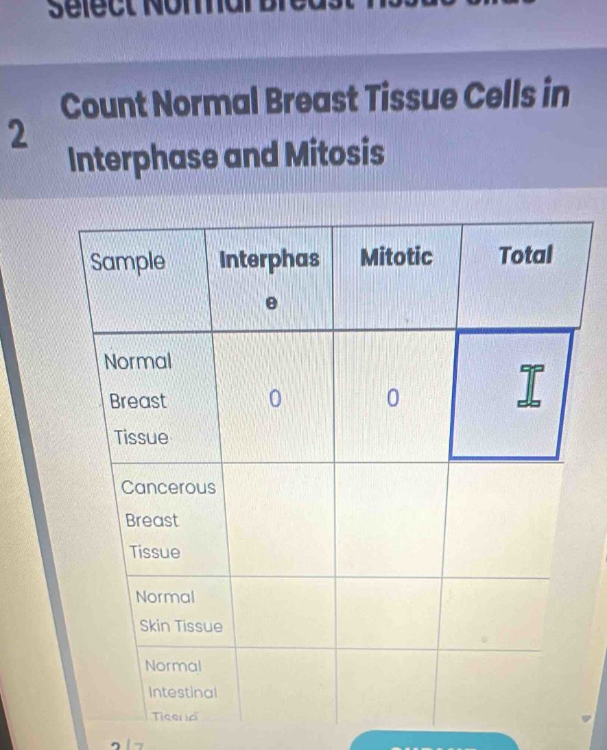 Count Normal Breast Tissue Cells in
2
Interphase and Mitosis