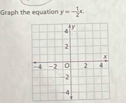 Graph the equation y=- 1/2 x.