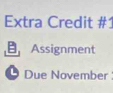 Extra Credit #1 
Assignment 
Due November