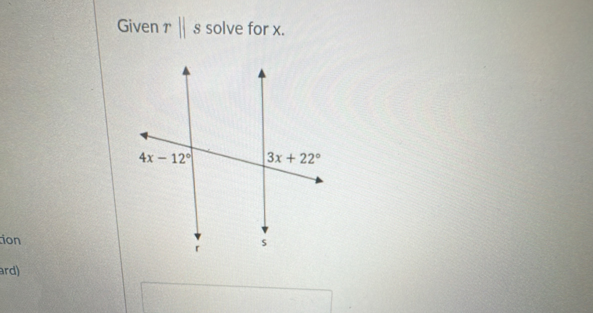 Given rparallel s solve for x.
ion
ard)