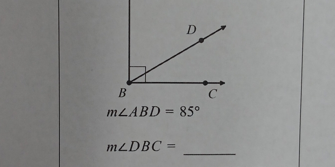 m∠ ABD=85°
_
m∠ DBC=