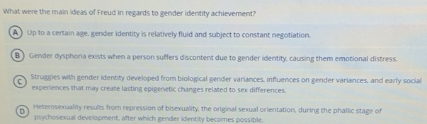 Solved: What were the main ideas of Freud in regards to gender identity ...